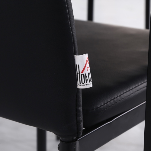 HOMCOM Modern Dining Chairs Set of 4, Upholstered Faux Leather Kitchen Chairs with Crystal Tufting and Metal Legs for Living Room, Dining Room,