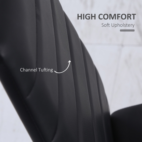 HOMCOM Modern Dining Chairs Set of 4, Upholstered PU Leather Kitchen Chairs with Channel Tufting and Metal Legs for Living Room, Dining Room,