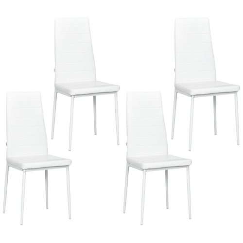 HOMCOM – Ensemble de 4 chaises de salle à manger modernes, chaises de cuisine rembourrées en similicuir pu avec capitonnage en canaux et pattes en mé