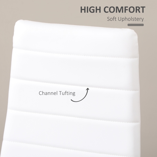 HOMCOM Modern Dining Chairs Set of 4, Upholstered PU Leather Kitchen Chairs with Channel Tufting and Metal Legs for Living Room, Dining Room,