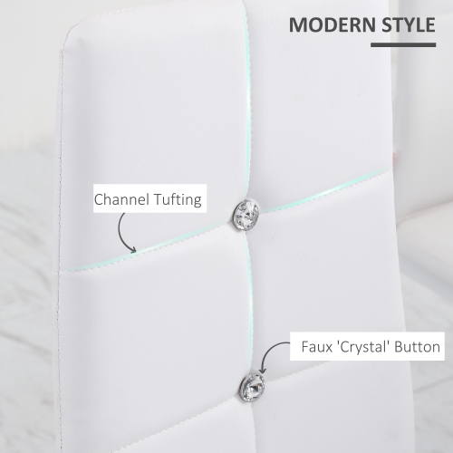 HOMCOM – Ensemble de 4 chaises de salle à manger modernes, chaises de cuisine rembourrées en similicuir avec capitonnage en cristal et pattes en