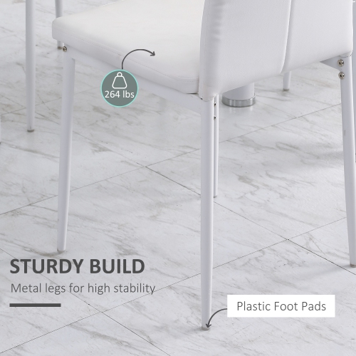 HOMCOM – Ensemble de 4 chaises de salle à manger modernes, chaises de cuisine rembourrées en similicuir avec capitonnage en cristal et pattes en