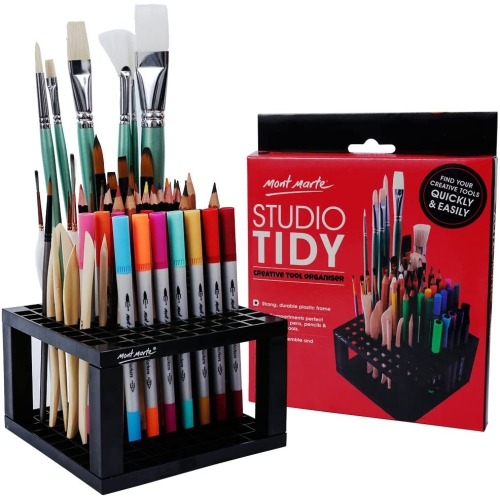 96 Hole Plastic Pencil Brush Holder Art Supply Holder Desk Stand Brush Organizer Holder for Pens Paint Brushes Markers Modeling Tools 