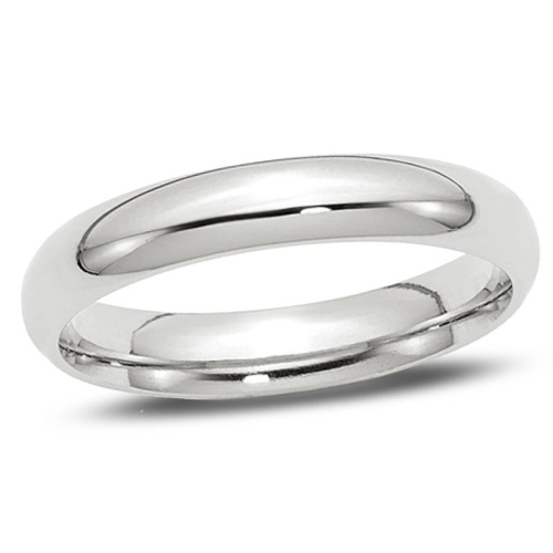 GEM AND HARMONY  Ladies Or Mens 14K Gold 4MM Comfort Fit Wedding Band Ring In White