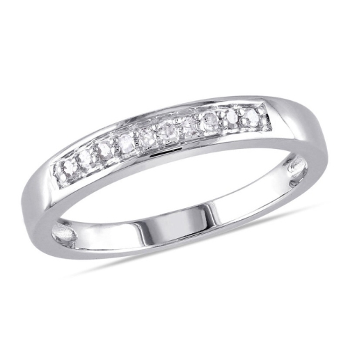 GEM AND HARMONY  1/10 Carat (Ctw G-H-I, I2-I3) Diamond Wedding Band Ring In Sterling In Silver