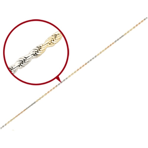 Diamond Cut Rope Chain Anklet in 14K Yellow, White and Pink Gold 9 Inches