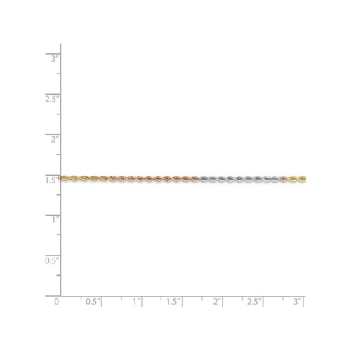 Diamond Cut Rope Chain Anklet in 14K Yellow, White and Pink Gold 9 Inches