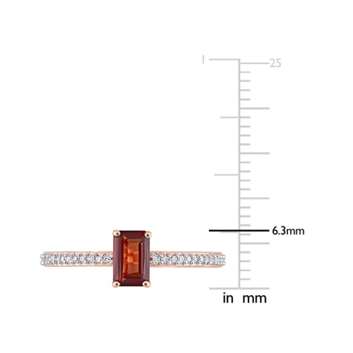 4/5 Carat Emerald-Cut Garnet Ring in 10K Rose Pink Gold with Diamonds