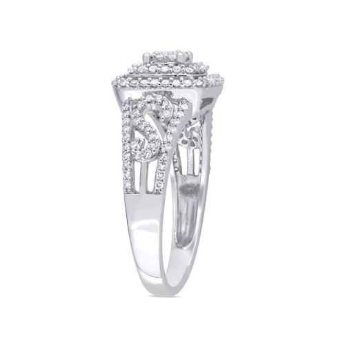 1/2 Carat Diamond Halo Engagement Ring in 10K White Gold