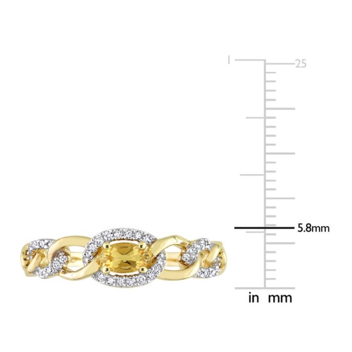 1/4 Carat Citrine Link Ring in 10K Yellow Gold with Diamonds