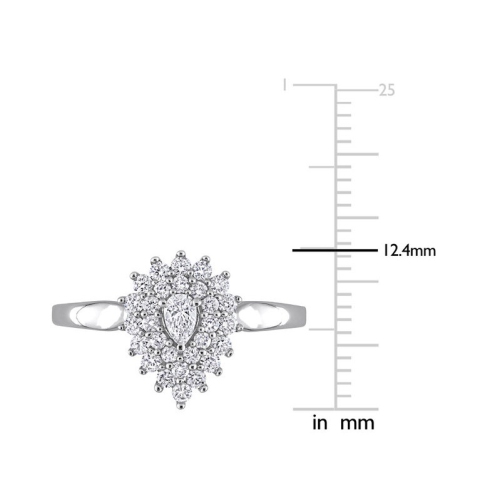 1/2 Carat Diamond Cluster Halo Engagement Ring in 14K White Gold