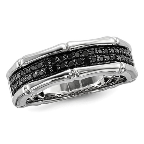 GEM AND HARMONY  2/5 Carat (Ctw) Diamond Band Ring In Sterling Silver In Black