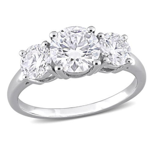GEM AND HARMONY  2.25 Carat (Ctw) Lab-Created Three-Stone Moissanite Engagement Ring In Sterling In Silver