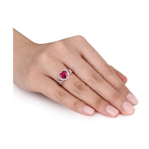 4.50 Carat Lab-Created Ruby Heart Ring and Matching Pendant in Sterling Silver