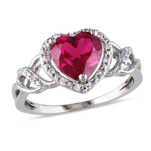 4.50 Carat Lab-Created Ruby Heart Ring and Matching Pendant in Sterling Silver