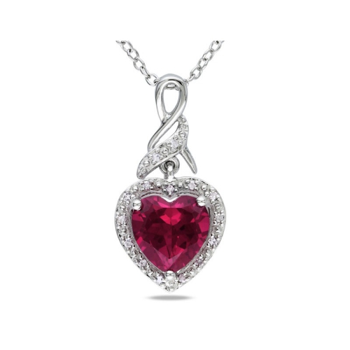 4.50 Carat Lab-Created Ruby Heart Ring and Matching Pendant in Sterling Silver
