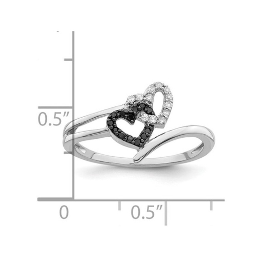 Black & White Diamond Accent Heart Promise Ring in Sterling Silver