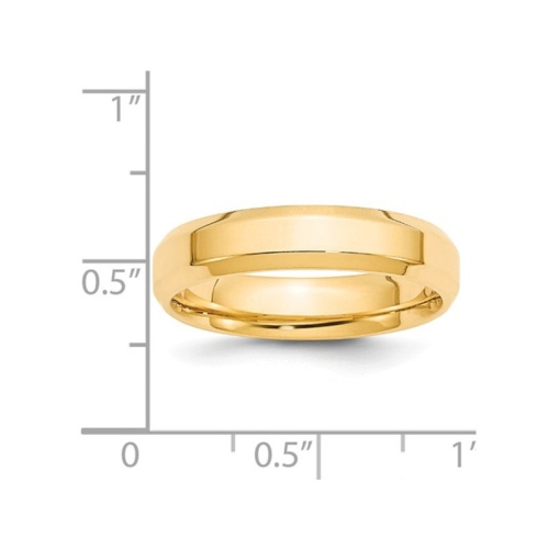 Ladies or Mens 14K Yellow Gold 5mm Comfort Fit Wedding Band Ring with Bevel Edge