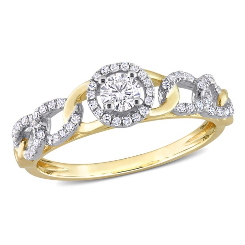 GEM AND HARMONY  1/3 Carat (Ctw G-H-I, I2-I3) Diamond Halo Link Ring In 10K Gold In Yellow