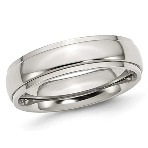 GEM AND HARMONY  Mens Chisel 6MM Stainless Steel Ridged Wedding Band Ring In Multicolor