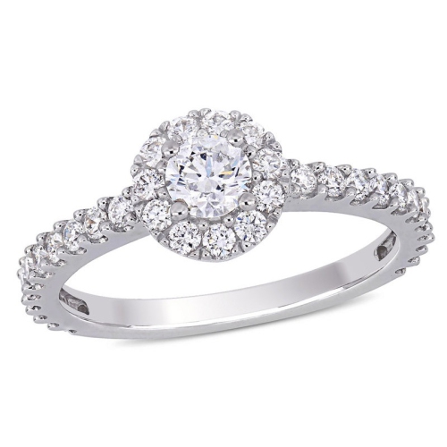 GEM AND HARMONY  1.00 Carat (Ctw I1-I2, H-I) Diamond Halo Engagement Ring In 14K Gold In White