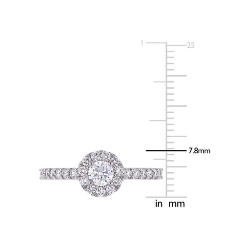 1.00 Carat Diamond Halo Engagement Ring in 14k White Gold