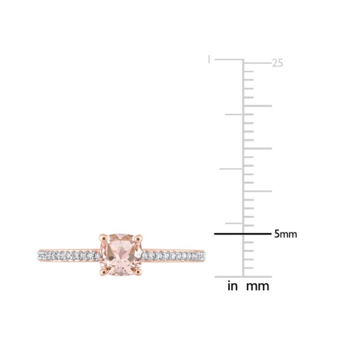 Bague en or rose 10K ct avec diamants et morganite 3/5 carat