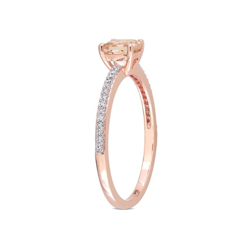 Bague en or rose 10K ct avec diamants et morganite 3/5 carat