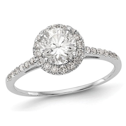 GEM AND HARMONY  3/4 Carat (Ctw G-H-I, Si1-Si2) Lab Grown Diamond Engagement Halo Ring In 14K Gold In White