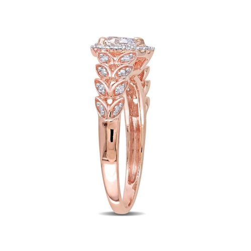 3/5 Carat Lab-Created White Sapphire Heart Promise Ring in 10K Rose Pink Gold
