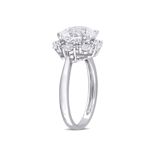 4.30 Carat Lab-Created White Sapphire Halo Engagement Ring in 10K White Gold