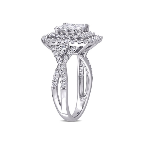 Bague de fiançailles en or blanc 14 ct avec diamants taille princesse 2.00 ct H-I, I2-I3