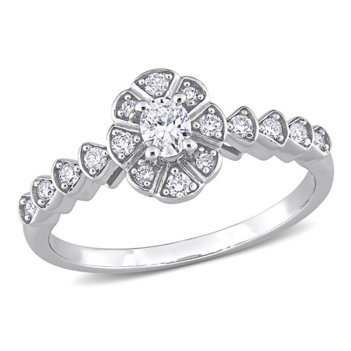 GEM AND HARMONY  1/3 Carat (Ctw G-H-I, I1-I2) Oval Diamond Engagement Ring In 14K Gold In White