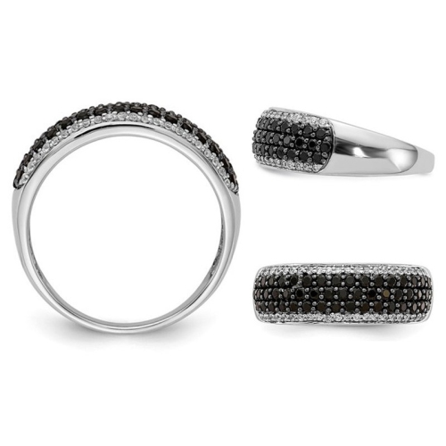Bague en or blanc 14 ct avec diamants noirs et blancs 7/8 ct