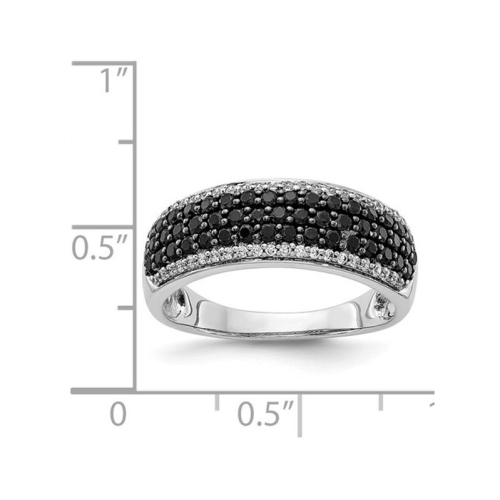 Bague en or blanc 14 ct avec diamants noirs et blancs 7/8 ct