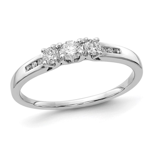 1/4 Carat Three-Stone Diamond Ring in 14k White Gold