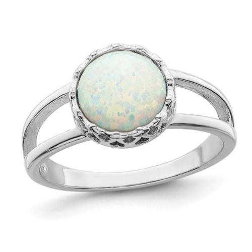 GEM AND HARMONY  1/4 Carat (Ctw) Lab-Created Opal Ring In Sterling In Silver