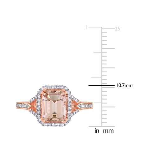 1 1/2 Carat Morganite Ring in 14K Rose Gold with Diamonds