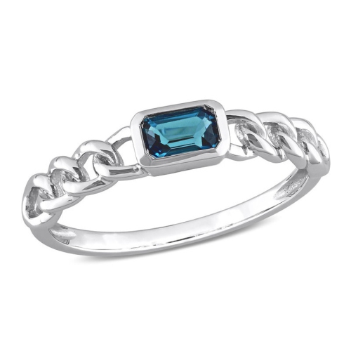 GEM AND HARMONY  3/8 Carat (Ctw) London Topaz Link Ring In 10K White Gold In Blue