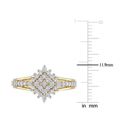 1/2 Carat Diamond Cluster Engagement Ring in 14K Yellow Gold