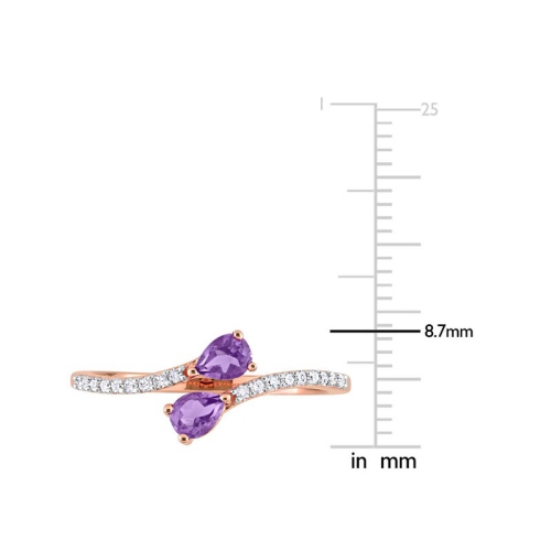 Bague croisée améthyste 1/3 carat en or rose 10K ct avec diamants