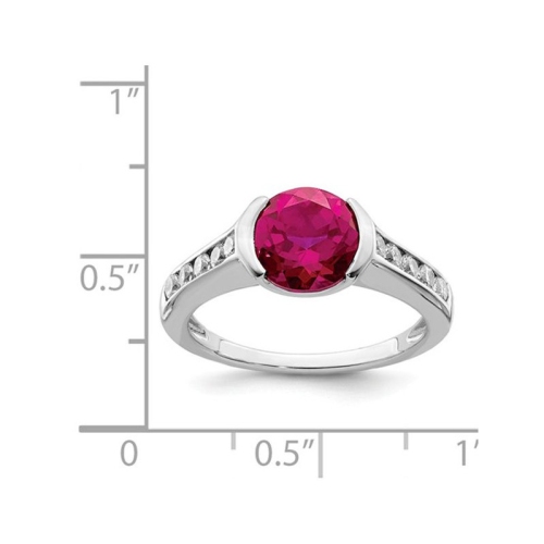 Lab Created Bezel Set Solitaire Ruby Ring in Sterling Silver