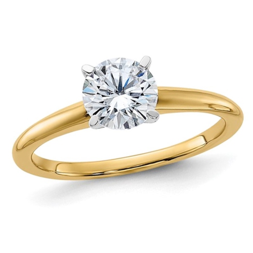 GEM AND HARMONY  1.00 Carat (Ctw Color G-H) Synthetic Moissanite Solitaire Engagement Ring In 14K Gold In Yellow