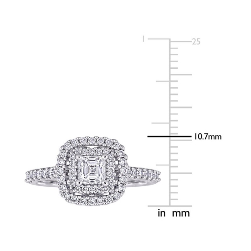 1.00 Carat Diamond Double Halo Engagement Ring in 14K White Gold