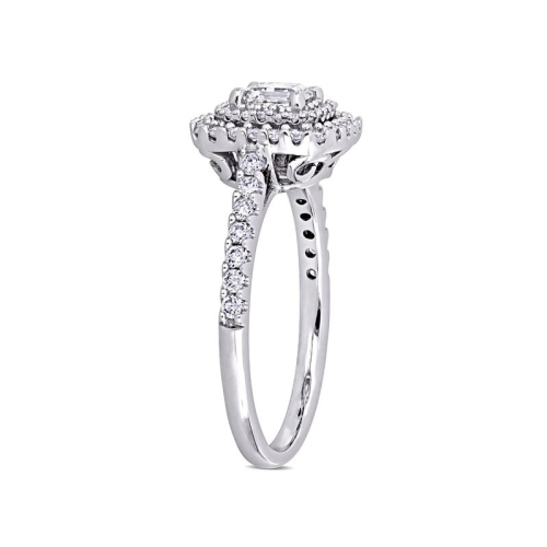 1.00 Carat Diamond Double Halo Engagement Ring in 14K White Gold