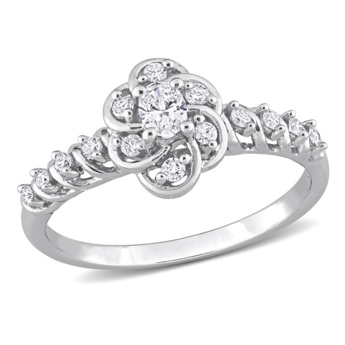 GEM AND HARMONY  1/3 Carat (Ctw G-H-I, I1-I2) Oval Diamond Engagement Ring In 14K Gold In White