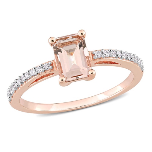 Bague en or rose 10K ct avec diamants et morganite 7/8&nbsp;carat