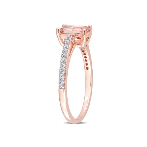 Bague en or rose 10K ct avec diamants et morganite 7/8 carat
