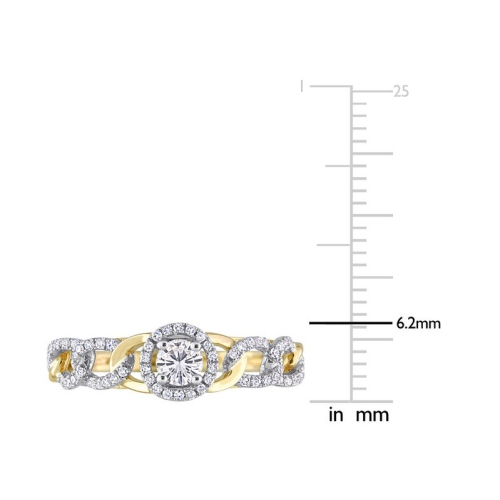 1/3 Carat Diamond Halo Link Ring in 10K Yellow Gold