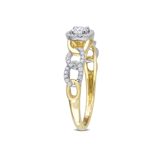 1/3 Carat Diamond Halo Link Ring in 10K Yellow Gold